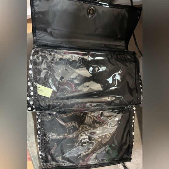 Kate Spade Makeup Travel Case 2 clear zipper compartments folds blue w… - Picture 14 of 16